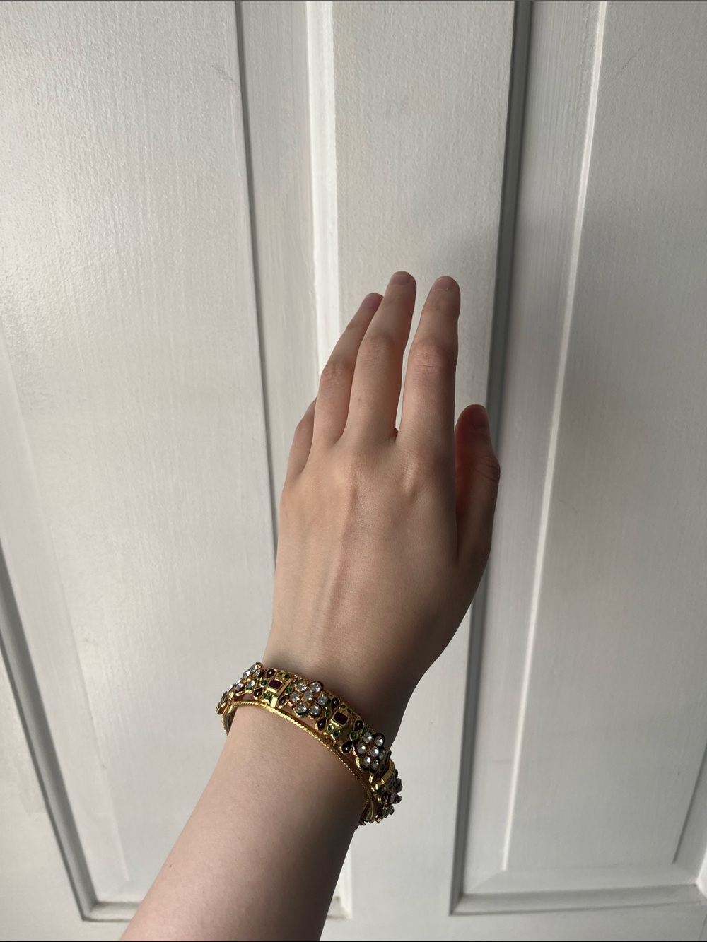Indian Gold-Tone Crystal Gem Clasp Party Bracelet - Picture 2 of 5